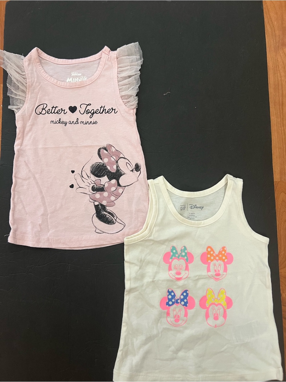 2T Disney Toddler Girl Sleeveless Tank T-shirt Tee, bundle of 2